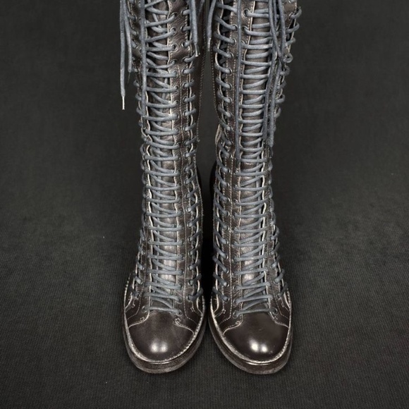 Ann Demeulemeester triple lace knee high talon heels 37 - Picture 5 of 15